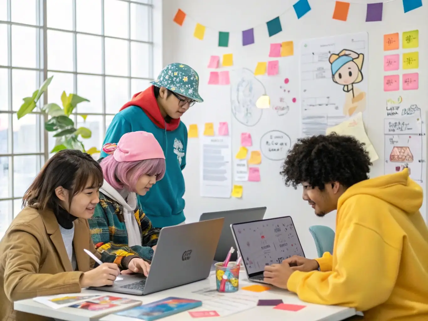 An image of a diverse team working remotely, symbolizing access to global talent through outsourcing.